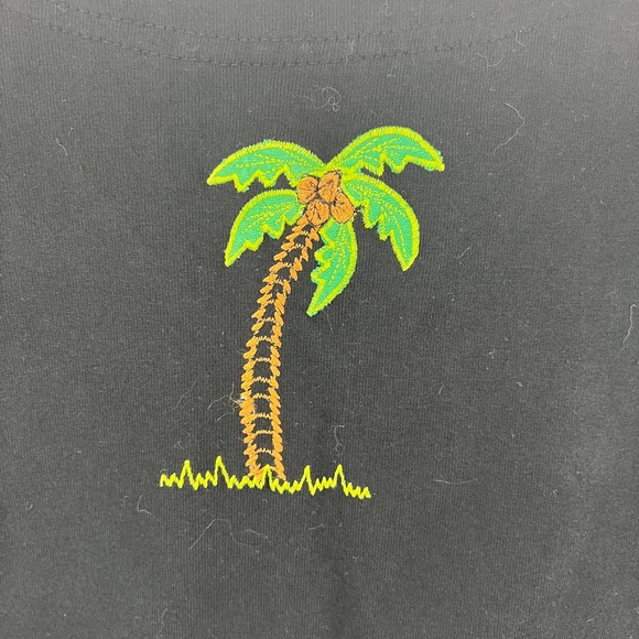 Kakcus Vintage Black Embroidered Tropical Aloha Flamingo Blouse Tshirt Medium - Picture 8 of 9